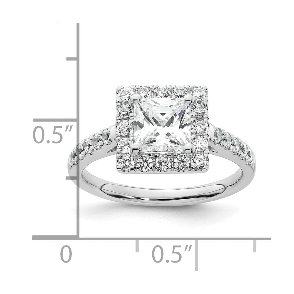 1.25ct. CZ Solid Real 14K White Gold Princess Square Halo Engagement Ring