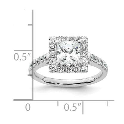 1.25ct. CZ Solid Real 14K White Gold Princess Square Halo Engagement Ring