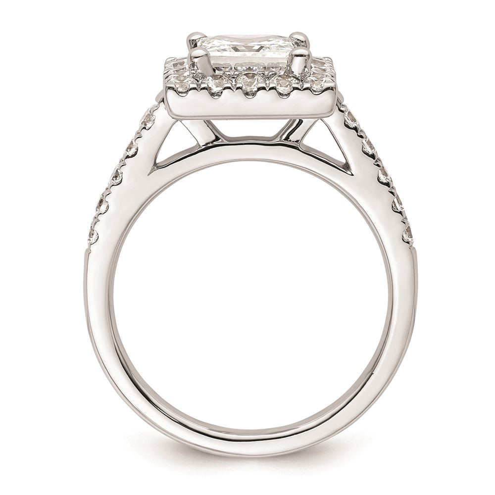 1.50ct. CZ Solid Real 14K White Gold Princess Square Halo Engagement Ring