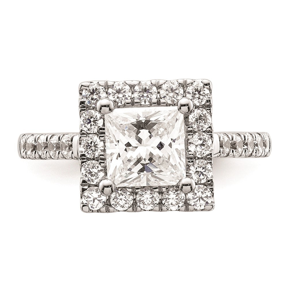 1.50ct. CZ Solid Real 14K White Gold Princess Square Halo Engagement Ring