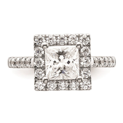 1.50ct. CZ Solid Real 14K White Gold Princess Square Halo Engagement Ring
