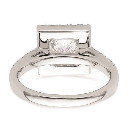 1.50ct. CZ Solid Real 14K White Gold Princess Square Halo Engagement Ring