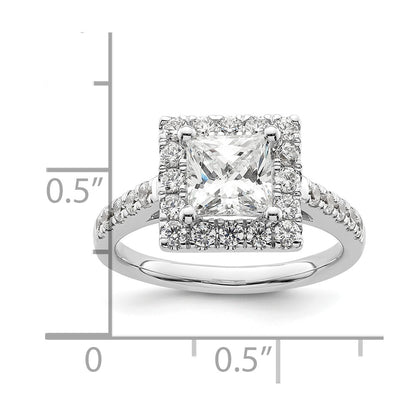 1.50ct. CZ Solid Real 14K White Gold Princess Square Halo Engagement Ring