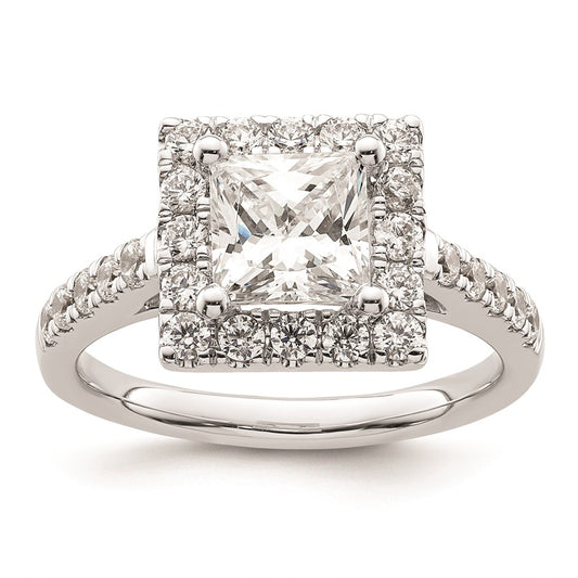 1.50ct. CZ Solid Real 14K White Gold Princess Square Halo Engagement Ring