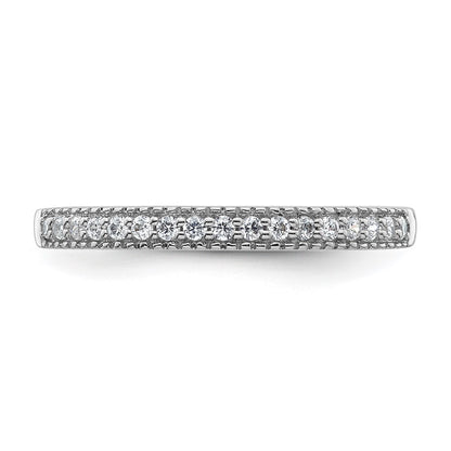 0.17ct. CZ Solid Real 14K White Gold Wedding Wedding Band Ring
