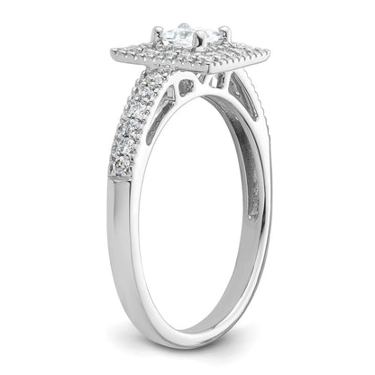 0.50ct. CZ Solid Real 14K White Gold Princess Square Halo Engagement Ring