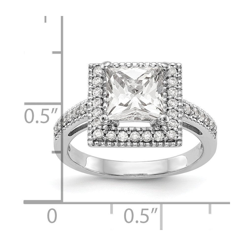 1.00ct. CZ Solid Real 14K White Gold Princess Square Halo Engagement Ring