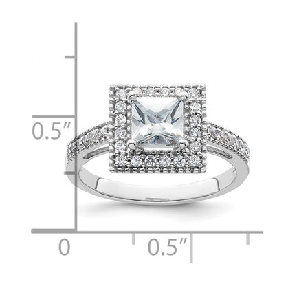 1.50ct. CZ Solid Real 14K White Gold Princess Square Halo Engagement Ring