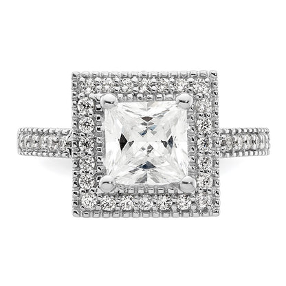 2.00ct. CZ Solid Real 14K White Gold Princess Square Halo Engagement Ring