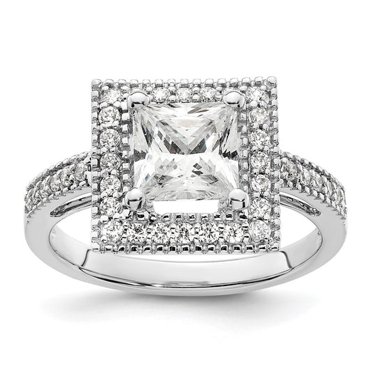 2.00ct. CZ Solid Real 14K White Gold Princess Square Halo Engagement Ring