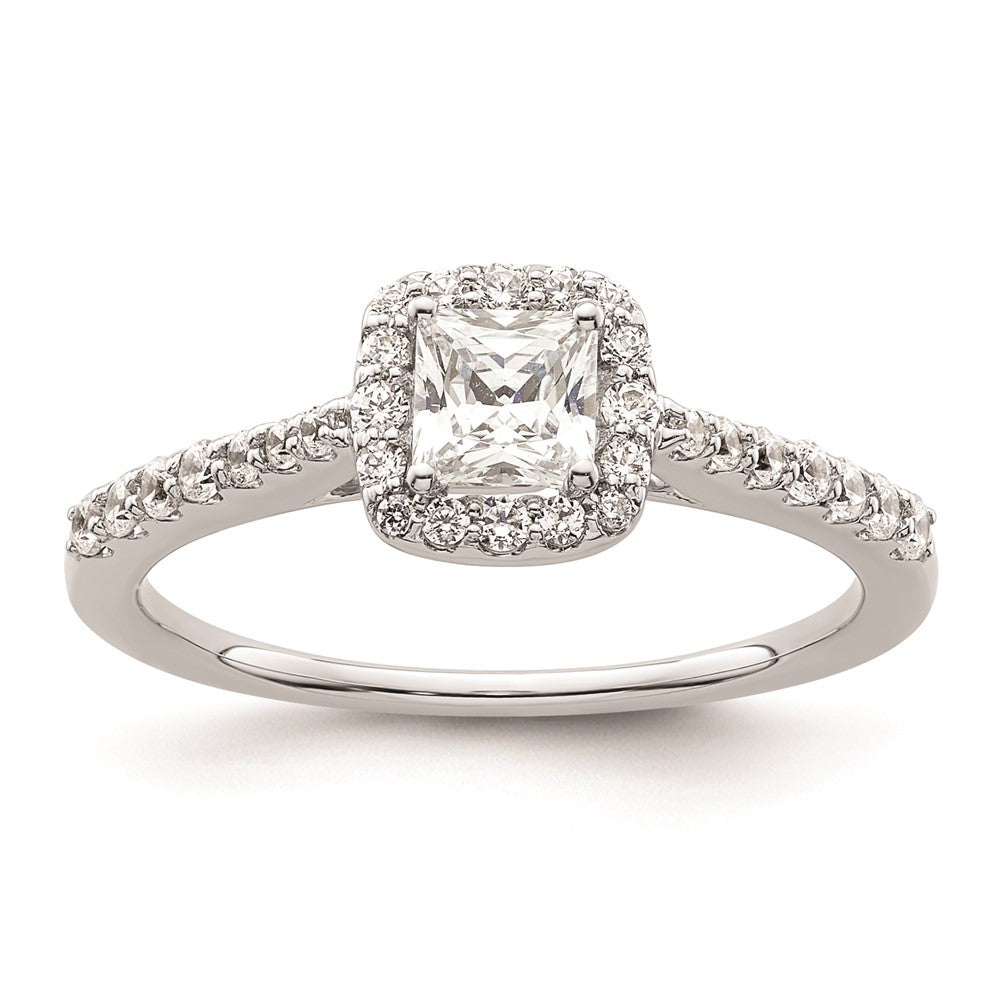 0.50ct. CZ Solid Real 14K White Gold Princess Square Halo Engagement Ring