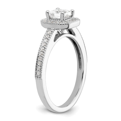 0.50ct. CZ Solid Real 14K White Gold Princess Square Halo Engagement Ring