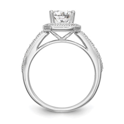 0.75ct. CZ Solid Real 14K White Gold Princess Square Halo Engagement Ring