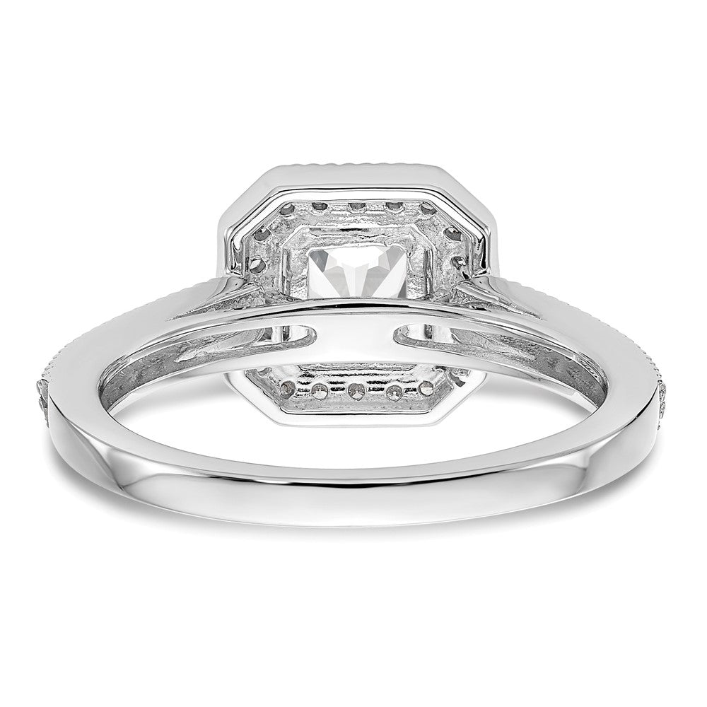 0.75ct. CZ Solid Real 14K White Gold Princess Square Halo Engagement Ring