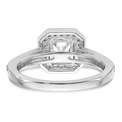 0.75ct. CZ Solid Real 14K White Gold Princess Square Halo Engagement Ring