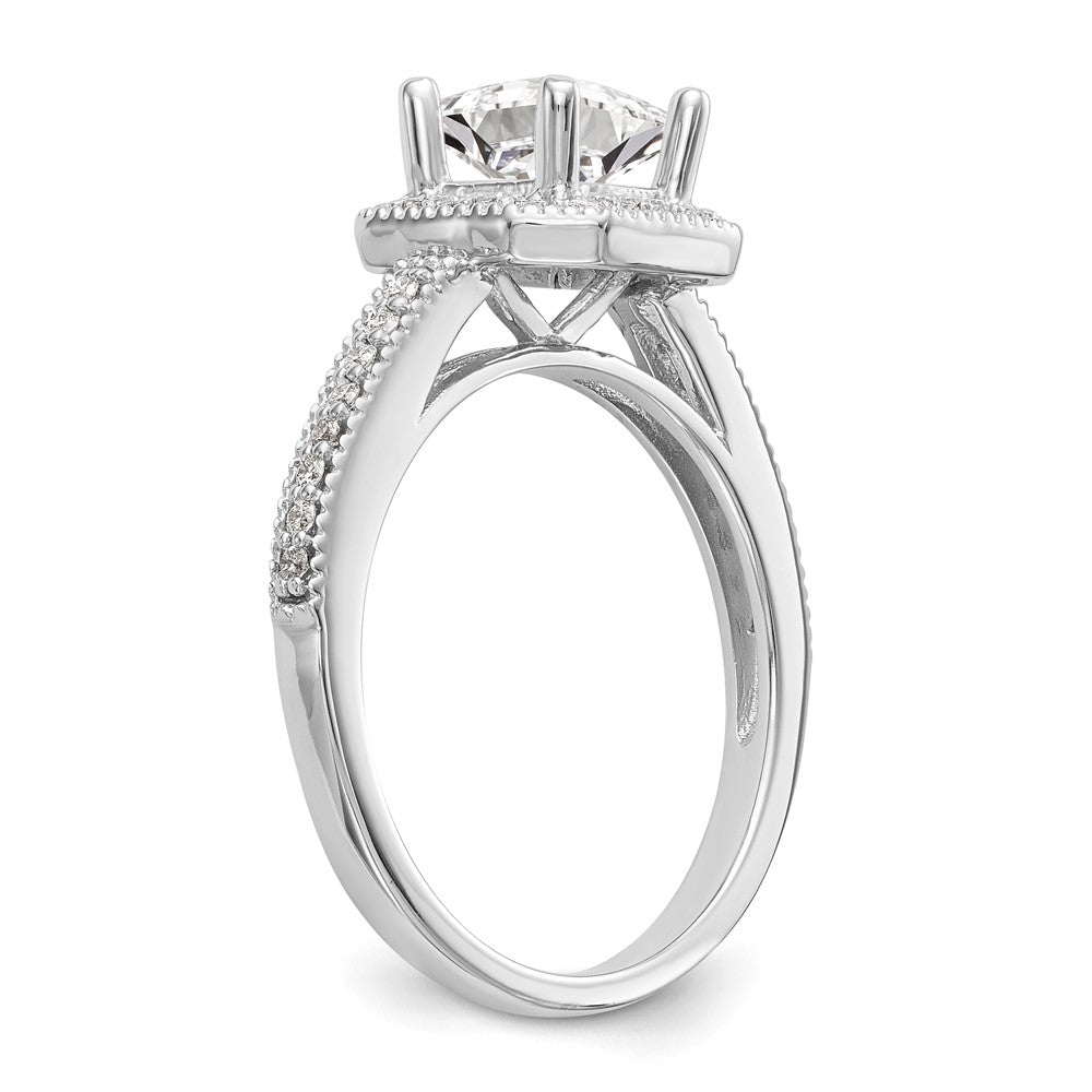 0.75ct. CZ Solid Real 14K White Gold Princess Square Halo Engagement Ring