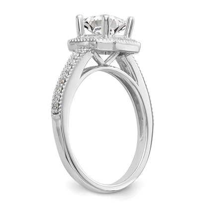 0.75ct. CZ Solid Real 14K White Gold Princess Square Halo Engagement Ring