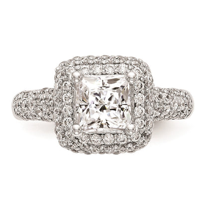 1.00ct. CZ Solid Real 14K White Gold Princess Cushion Halo Engagement Ring