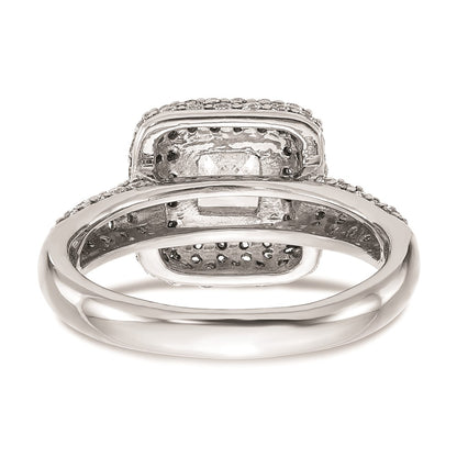 1.00ct. CZ Solid Real 14K White Gold Princess Cushion Halo Engagement Ring