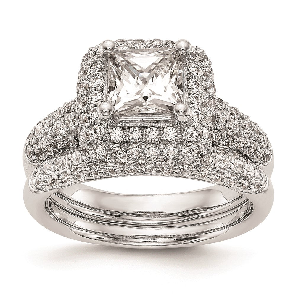 1.00ct. CZ Solid Real 14K White Gold Princess Cushion Halo Engagement Ring