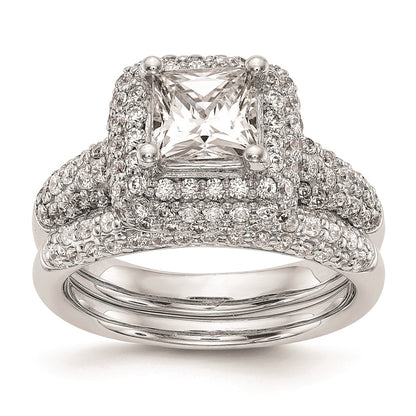 1.00ct. CZ Solid Real 14K White Gold Princess Cushion Halo Engagement Ring