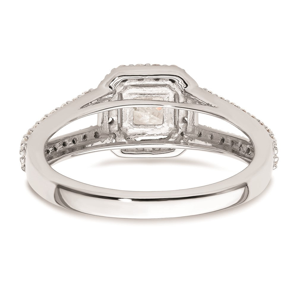 0.75ct. CZ Solid Real 14K White Gold Princess Cushion Halo Engagement Ring