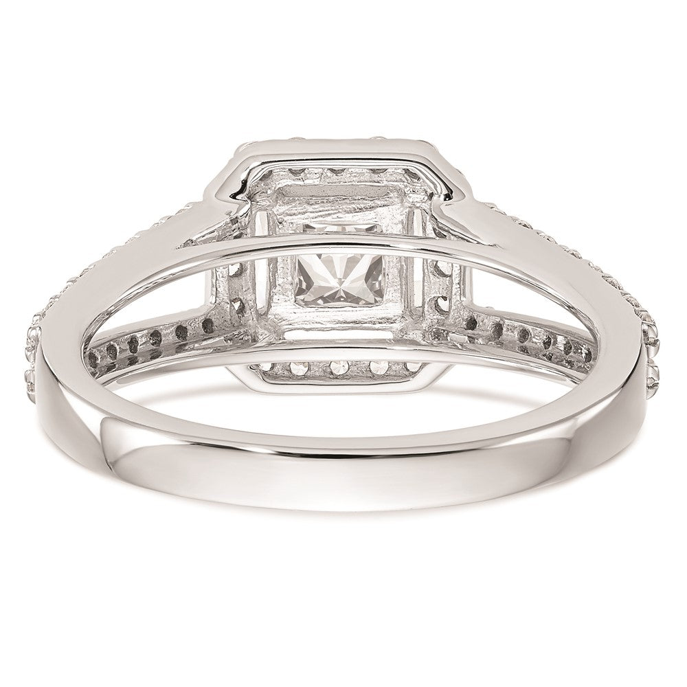 1.00ct. CZ Solid Real 14K White Gold Princess Cushion Halo Engagement Ring