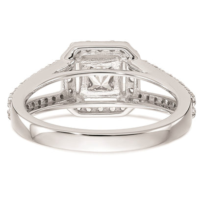 1.00ct. CZ Solid Real 14K White Gold Princess Cushion Halo Engagement Ring