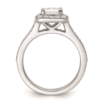 0.75ct. CZ Solid Real 14K White Gold Princess Cushion Halo Engagement Ring
