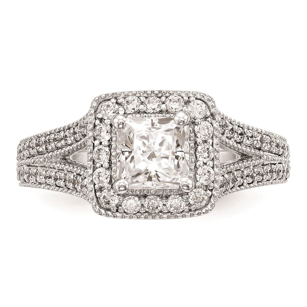 1.00ct. CZ Solid Real 14K White Gold Princess Cushion Halo Engagement Ring