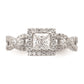 0.50ct. CZ Solid Real 14K White Gold Princess Cushion Halo Engagement Ring