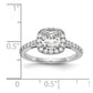 1.00ct. CZ Solid Real 14K White Gold Cushion Halo Engagement Ring