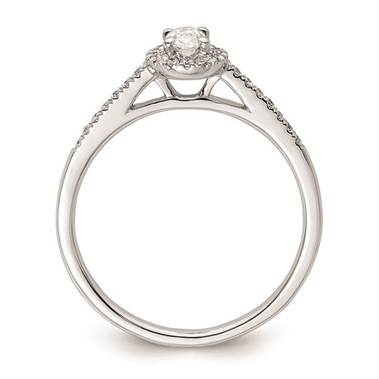 0.25ct. CZ Solid Real 14K White Gold Oval Oval Halo Engagement Ring