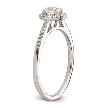 0.25ct. CZ Solid Real 14K White Gold Oval Oval Halo Engagement Ring