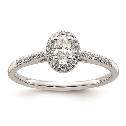 0.25ct. CZ Solid Real 14K White Gold Oval Oval Halo Engagement Ring