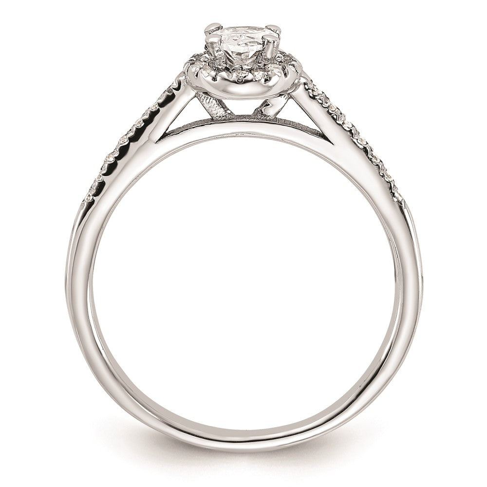 0.50ct. CZ Solid Real 14K White Gold Oval Oval Halo Engagement Ring