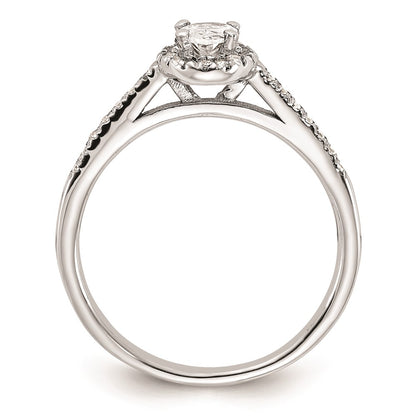 0.50ct. CZ Solid Real 14K White Gold Oval Oval Halo Engagement Ring