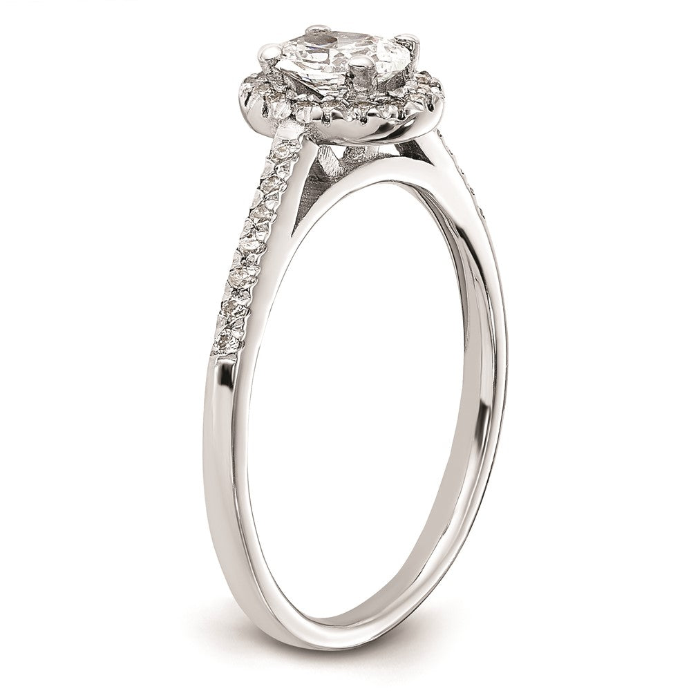 0.50ct. CZ Solid Real 14K White Gold Oval Oval Halo Engagement Ring