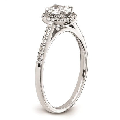 0.50ct. CZ Solid Real 14K White Gold Oval Oval Halo Engagement Ring