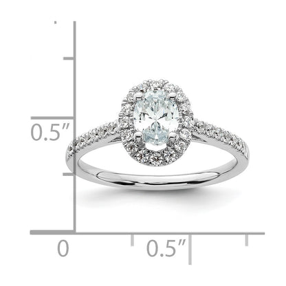 0.50ct. CZ Solid Real 14K White Gold Oval Oval Halo Engagement Ring