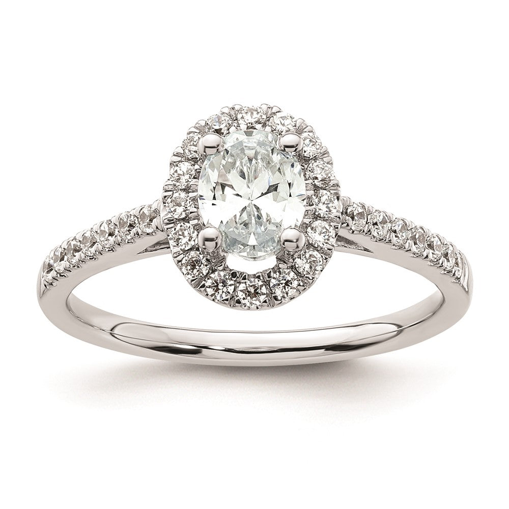 0.50ct. CZ Solid Real 14K White Gold Oval Oval Halo Engagement Ring