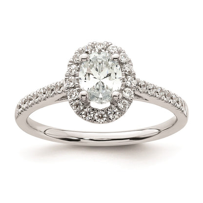 0.50ct. CZ Solid Real 14K White Gold Oval Oval Halo Engagement Ring