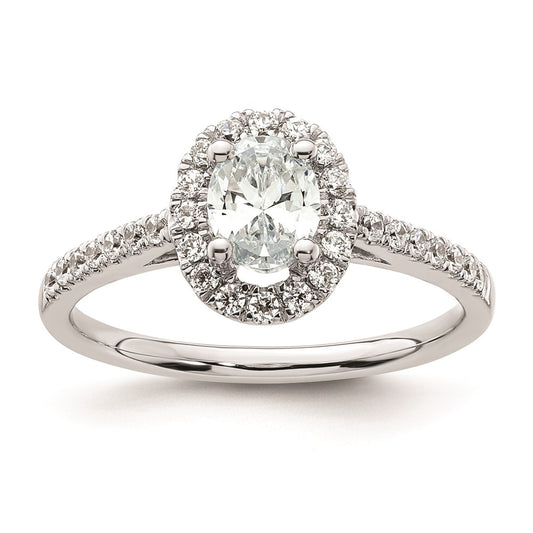 0.50ct. CZ Solid Real 14K White Gold Oval Oval Halo Engagement Ring