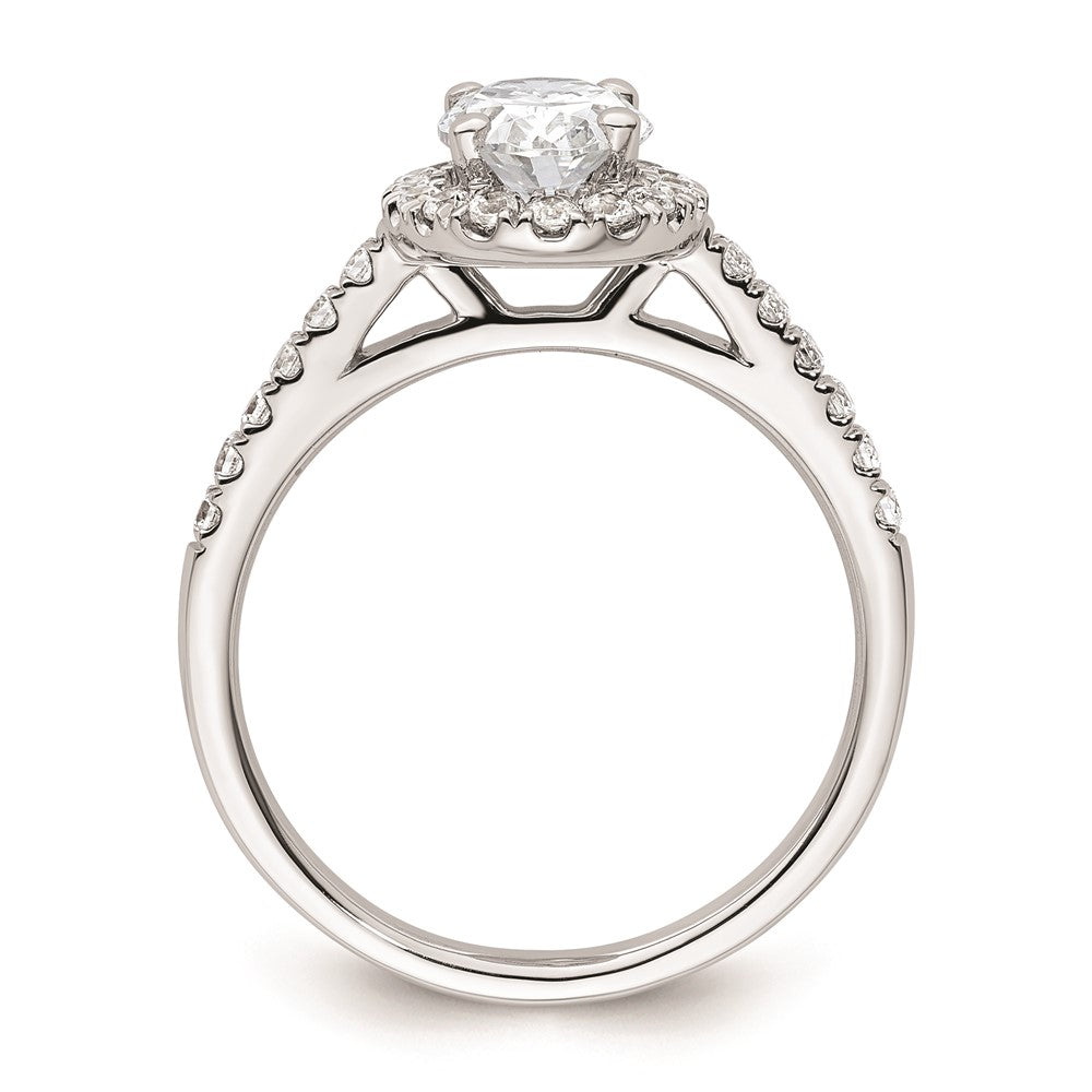 0.75ct. CZ Solid Real 14K White Gold Oval Oval Halo Engagement Ring