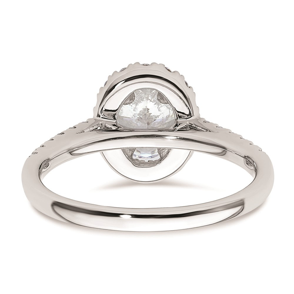 0.75ct. CZ Solid Real 14K White Gold Oval Oval Halo Engagement Ring