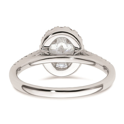 0.75ct. CZ Solid Real 14K White Gold Oval Oval Halo Engagement Ring