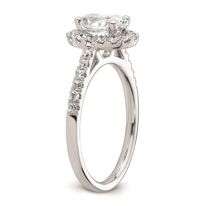 0.75ct. CZ Solid Real 14K White Gold Oval Oval Halo Engagement Ring