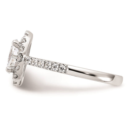 1.00ct. CZ Solid Real 14K White Gold Oval Oval Halo Engagement Ring