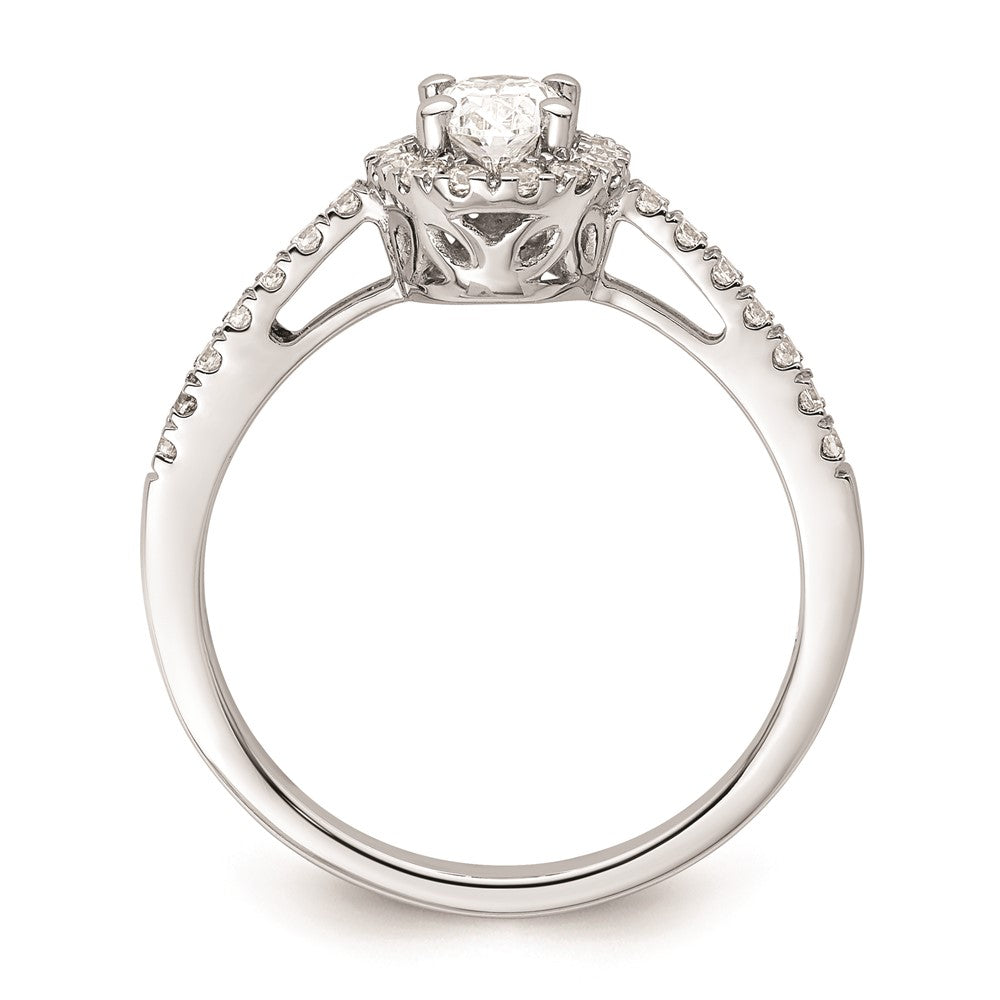0.50ct. CZ Solid Real 14K White Gold Oval Oval Halo Engagement Ring