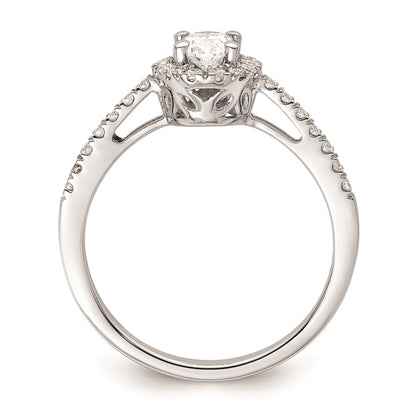 0.50ct. CZ Solid Real 14K White Gold Oval Oval Halo Engagement Ring